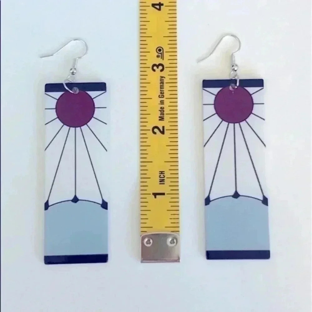 Retro Pop Asian Anime Style Rectangle Resin Earrings 8 NWT - Picture 3 of 3